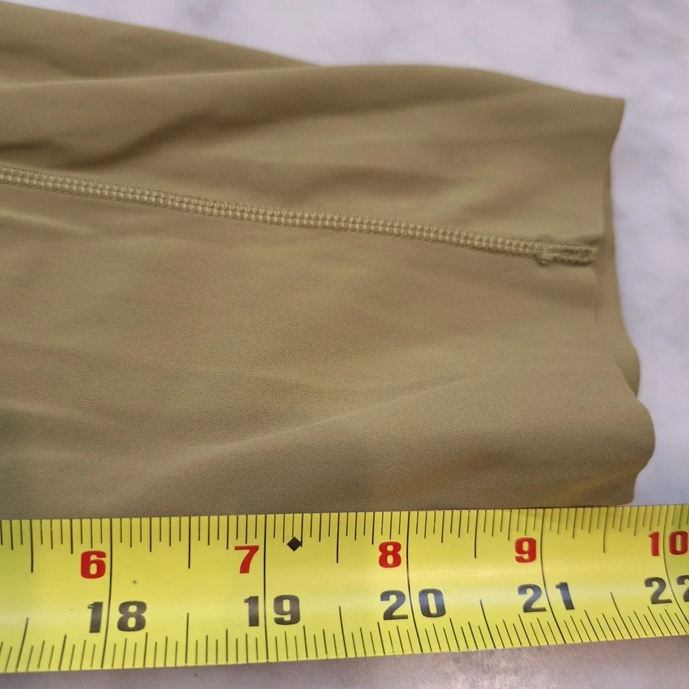 Lululemon Leggings Sz 6 Olive Green HighRise Cropped Pocket Fast & Free Raw Edge